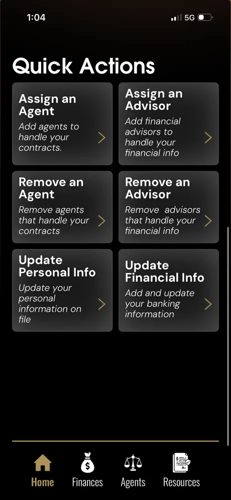 NBPA Portal quick actions: assign or remove agents and advisors, update info
