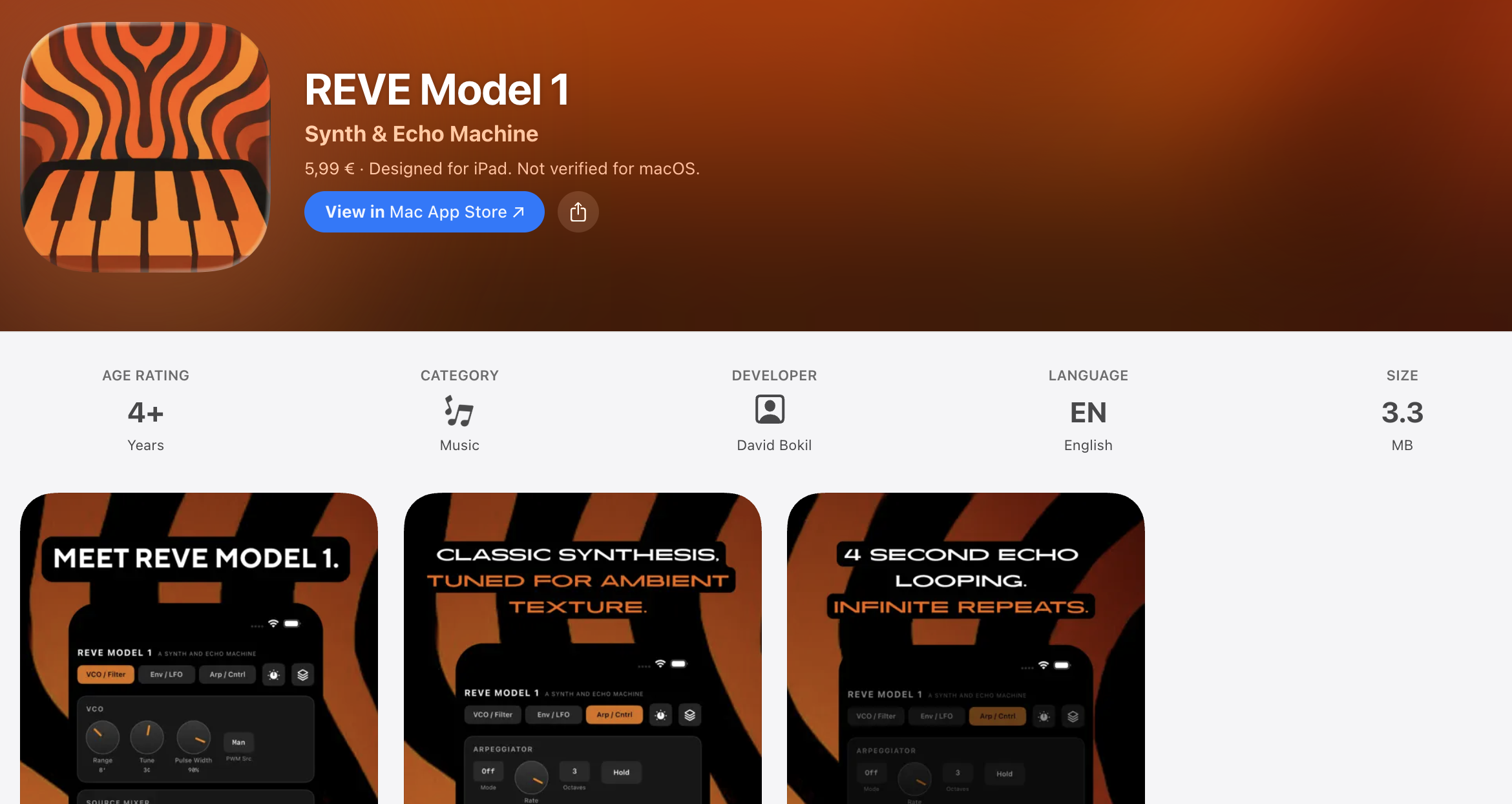 REVE Model 1 App Store listing